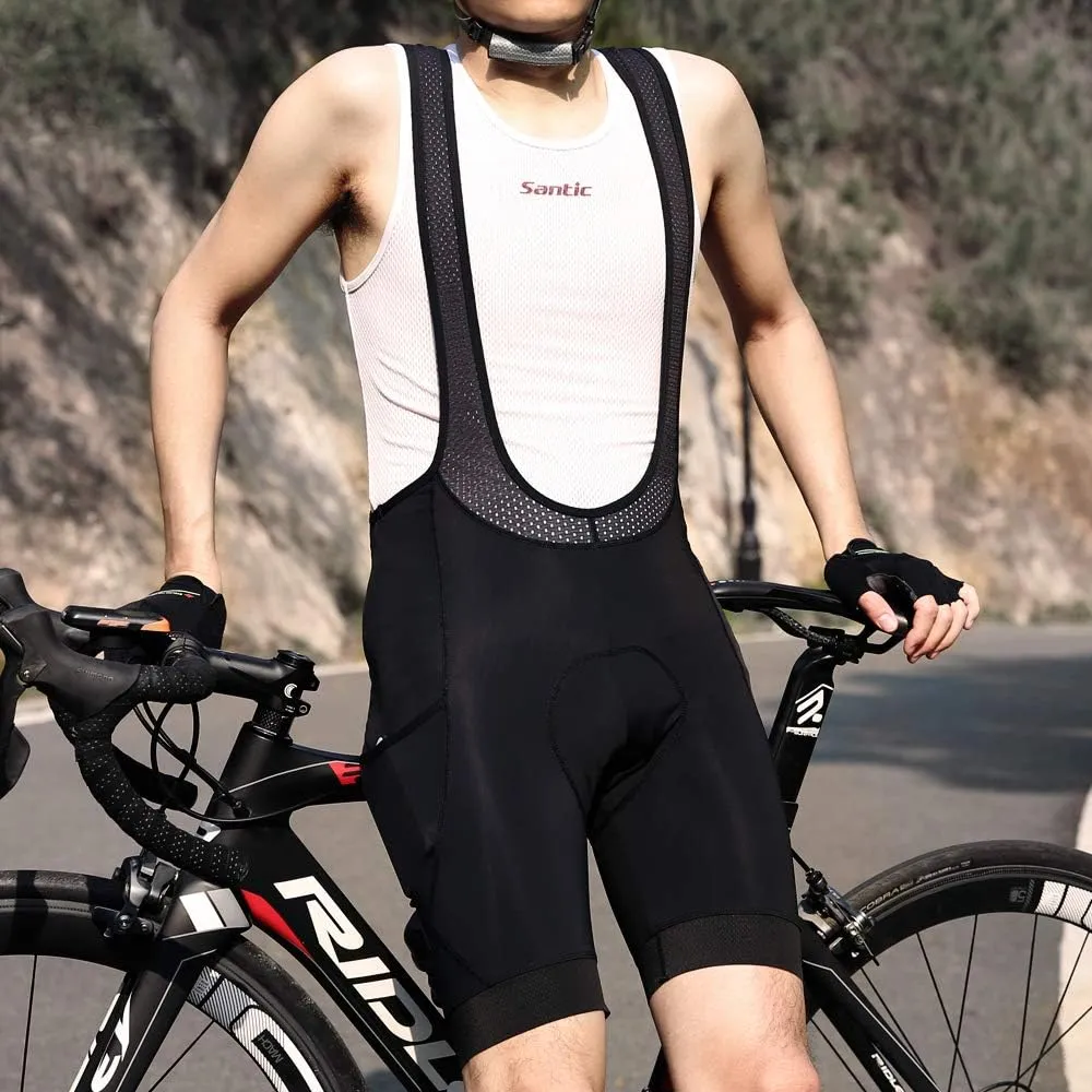 Santic Men's Cycling Bib Shorts 4D Padded Breathable Road Bike Cycling Bibs Biking Bicycle Gel Long Travel