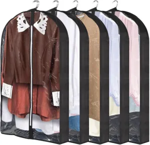 Set of 5 Clear Garment Storage Bags, 23.6 X 3.9 X 39.4, Dustproof & Waterproof for Coats, Jackets, and Sweaters