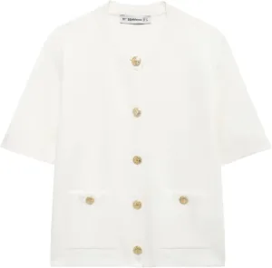 Short Sleeve Cardigans for Women Knitted Crop Cardigan Button Up Cardigan for Work Casual Old Money Aesthetic