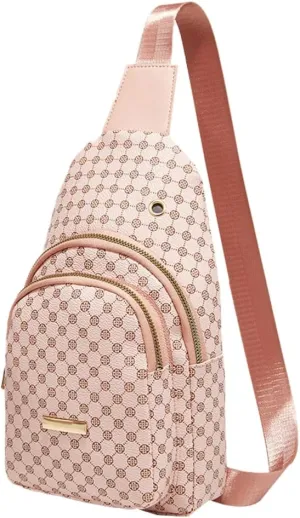 Sling Bag for Women PU Leather Crossbody Bag Hiking Chest Bag Travel Fanny Pack Womens Fashion Backpack