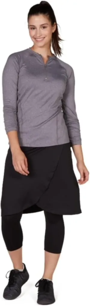 Snoga Athletics 22in Faux Wrap Skirt for Women, Modest Midi Skirt with Attached 3/4 Capri Leggings