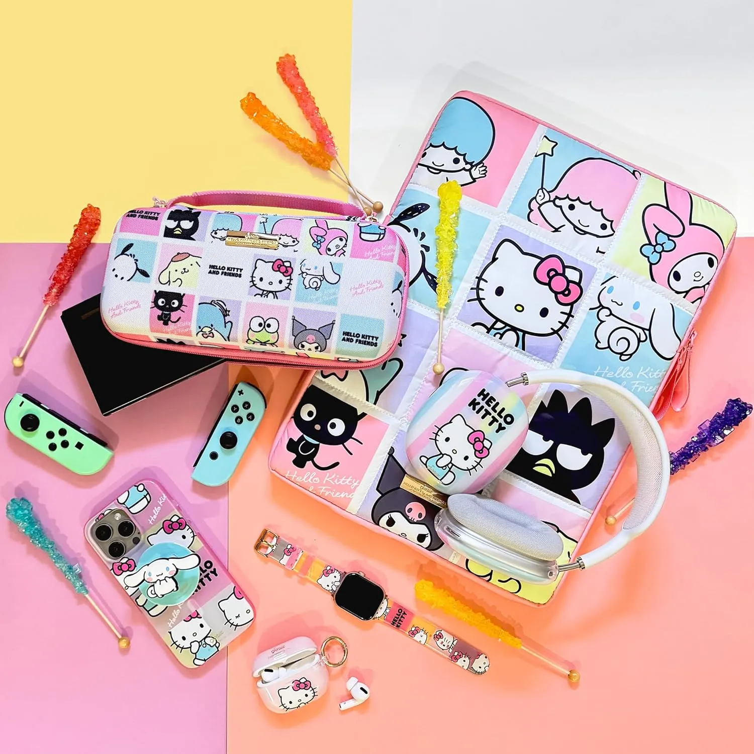 Sonix x Sanrio | Puffy Laptop Sleeve | 15-16 Inch, Quilted Pillow Puffer Laptop Carrying Case, Computer Sleeve | Hello Kitty Grid