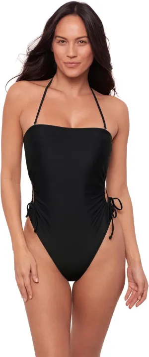 Sports Illustrated Women's Strapless One Piece W/Adjustable Side Cutouts
