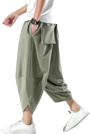 Spring Summer Loose Thin Plus Size Harem Pants Japanese Streetwear Sports Cropped Pants Men