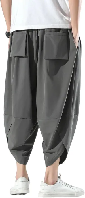 Spring Summer Loose Thin Plus Size Harem Pants Japanese Streetwear Sports Cropped Pants Men