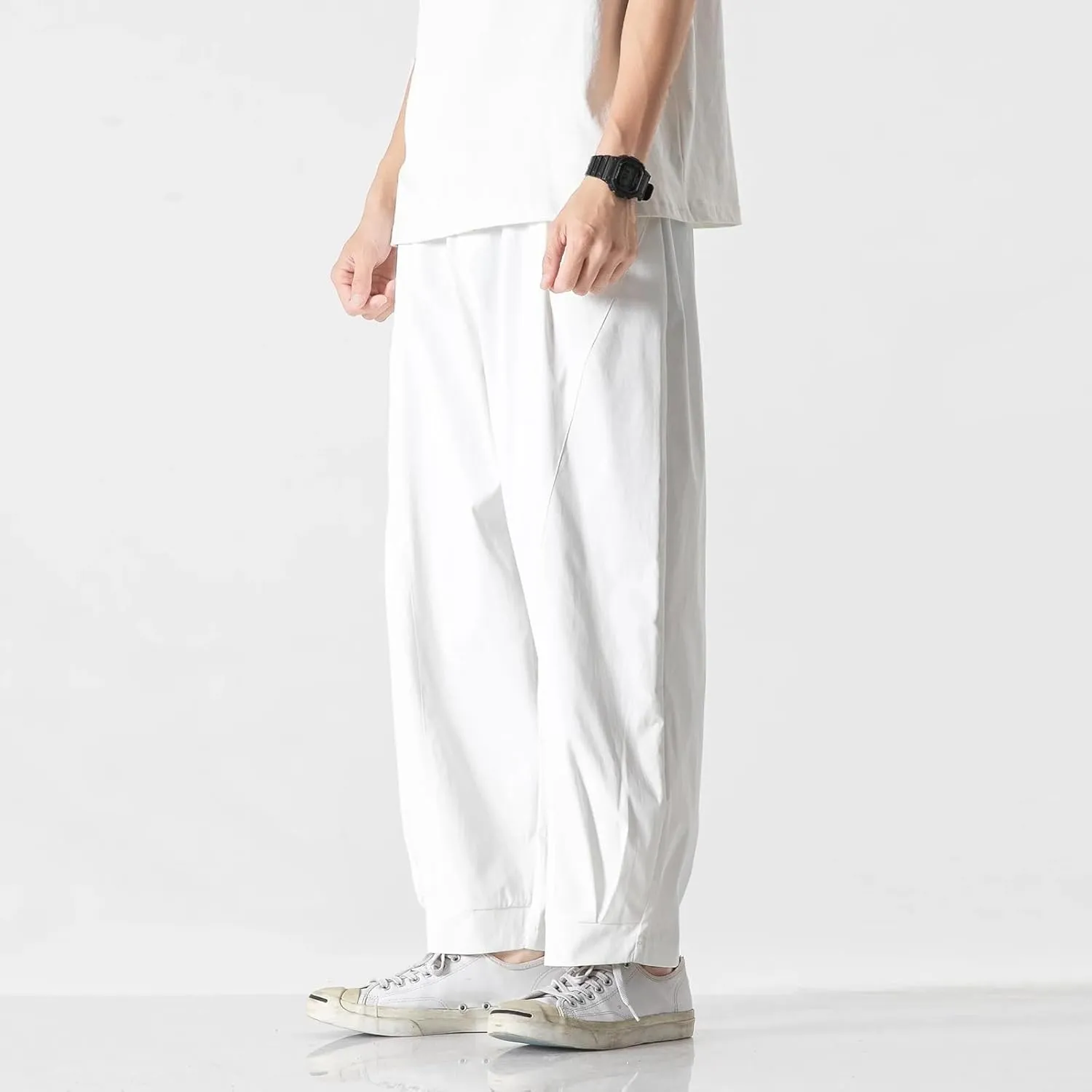 Spring Summer Men Cotton Casual Pants Mens Harajuku Trousers Male Chinese Style Harem Pants