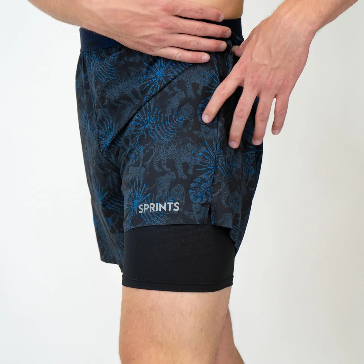 Sprints Mens 2-in-1 Running Shorts, 5 inch Quick Dry Athletic Shorts w/Pockets, Breathable, 4-Way Stretch for Gym & Workout