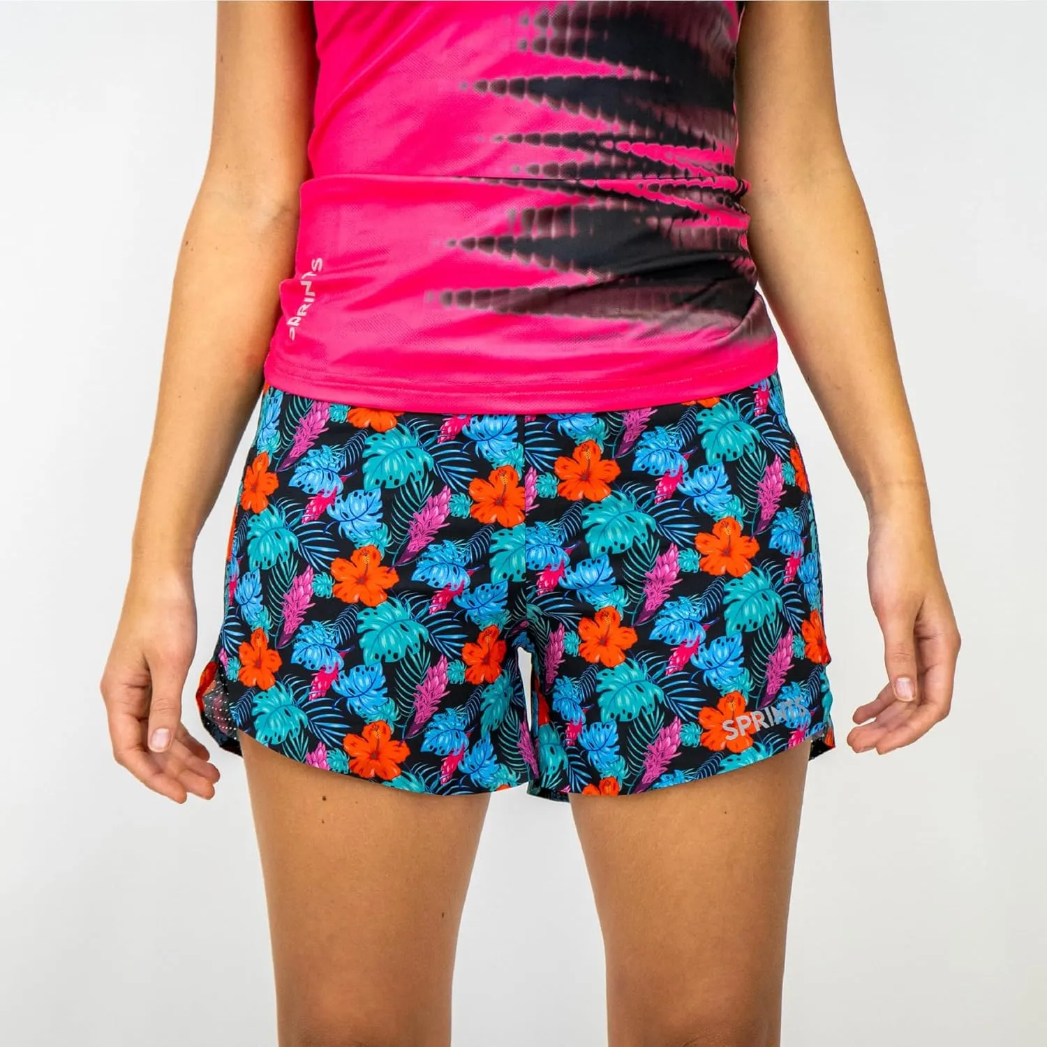Sprints Women's High-Waisted Running Shorts with Liner, Back Pocket & Drawcord, Ultralight & Breathable