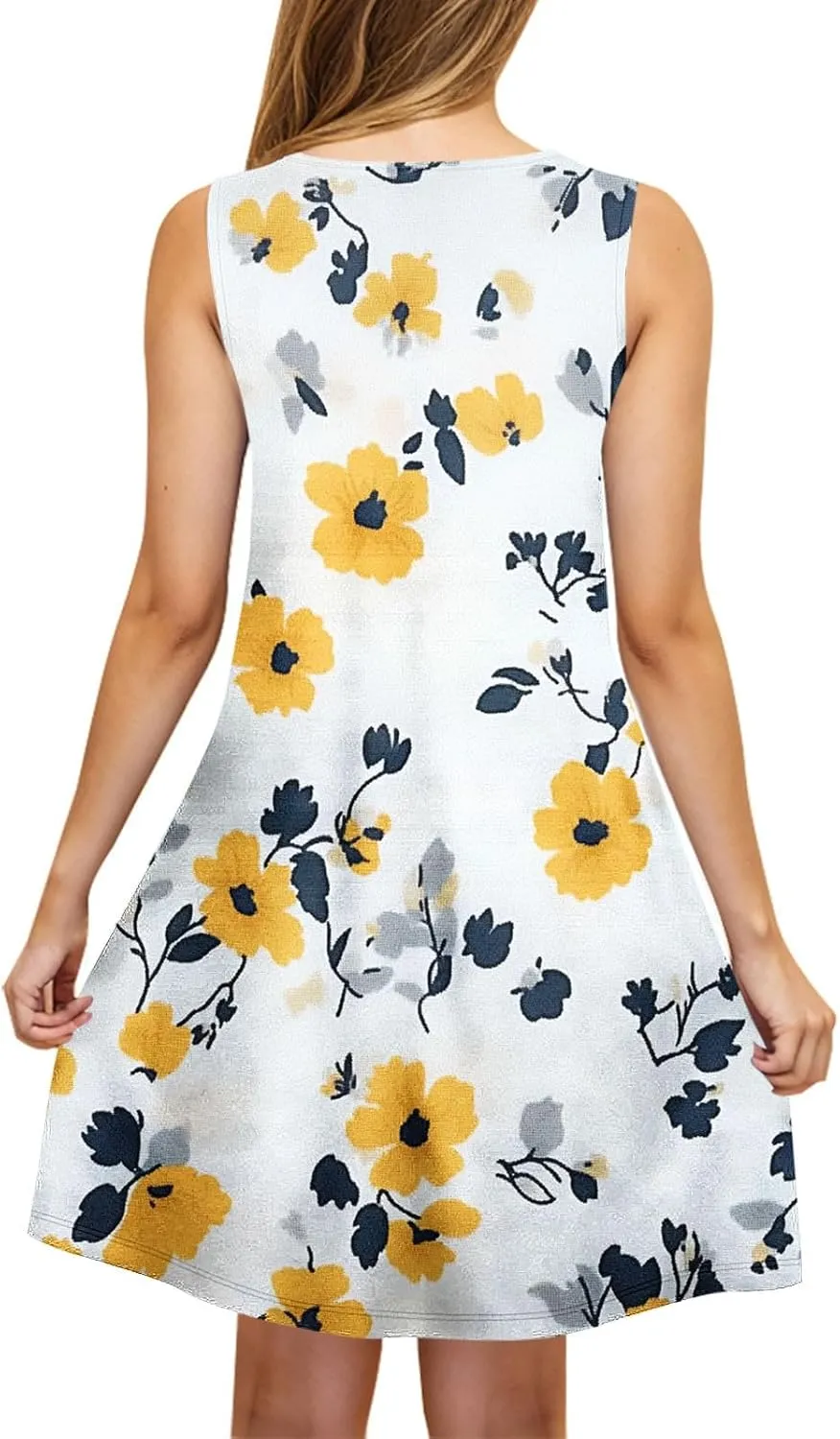 Summer Dresses for Women 2025 Boho Floral Sleeveless Midi Dress Pleated Flowy Dress Casual Loose Beach Outfits