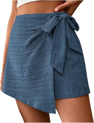 Summer Women's Textured Solid Color Skirt Shorts Fashion Forward Breathable Casual Skort for Daily Clothes Women