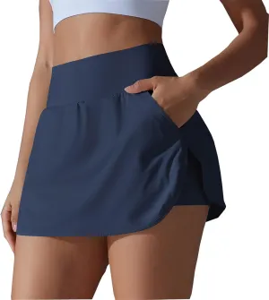 Tennis Gym Skirts for Women with Pockets and Shorts High Waisted Tummy Control Summer Workout Runinng Skorts