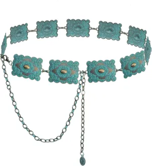 TOPACC Concho belts for Women Western Metal Cowgirl Boho Chain Belt for Dresses Jeans Country Concert Outfit