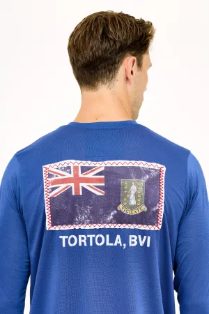 Tortola St Ursula Flag Patch UPF50 Shirt - Racing Blue