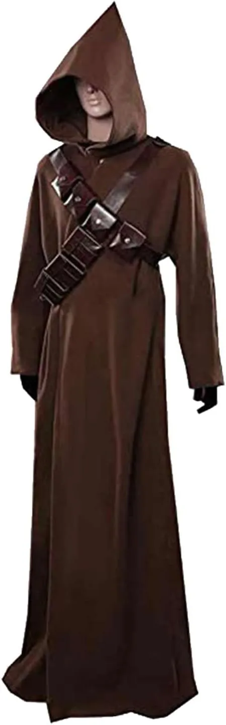 Tusken Raider Cosplay Costume Brown Hooded Tunic Robe Cloak Gloves Straps Outfits Uniform Party Halloween Suit Adult