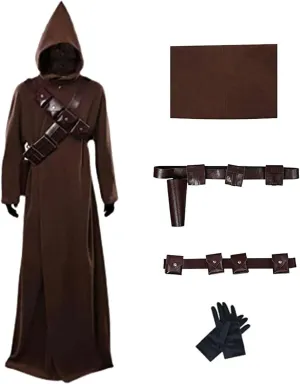 Tusken Raider Cosplay Costume Brown Hooded Tunic Robe Cloak Gloves Straps Outfits Uniform Party Halloween Suit Adult