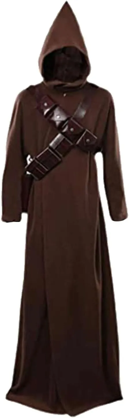 Tusken Raider Cosplay Costume Brown Hooded Tunic Robe Cloak Gloves Straps Outfits Uniform Party Halloween Suit Adult