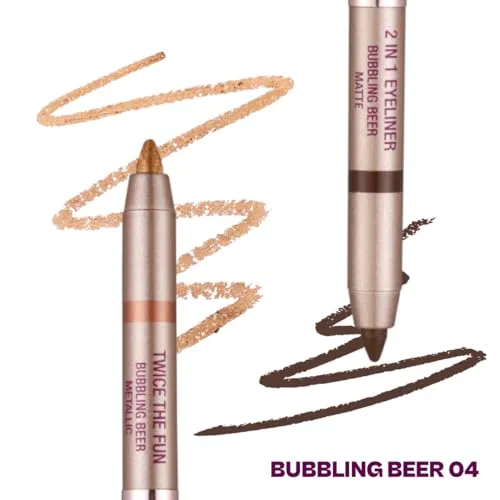 Typsy Beauty Double-Ended Eyeliner & Eyeshadow | Matte & Metallic Creamy Dual-Ended Eyeliner Pencil | One Swipe Application | Long-Lasting & Waterproof | Available in 5 shades | 2g (Bubbling Beer 04)
