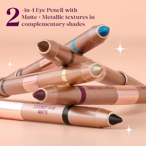Typsy Beauty Double-Ended Eyeliner & Eyeshadow | Matte & Metallic Creamy Dual-Ended Eyeliner Pencil | One Swipe Application | Long-Lasting & Waterproof | Available in 5 shades | 2g (Bubbling Beer 04)