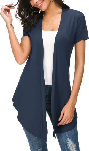 Urban CoCo Womens Open Front Short Sleeve Cardigans for Women Lightweight Summer Drape Cardigan Vest
