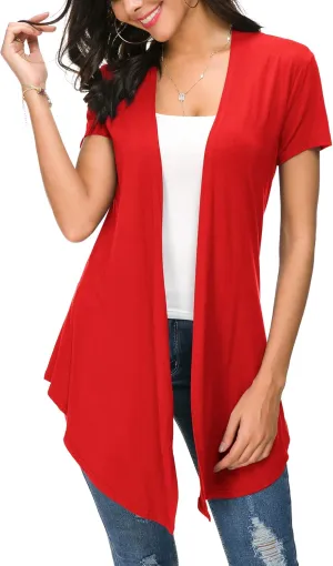 Urban CoCo Womens Open Front Short Sleeve Cardigans for Women Lightweight Summer Drape Cardigan Vest