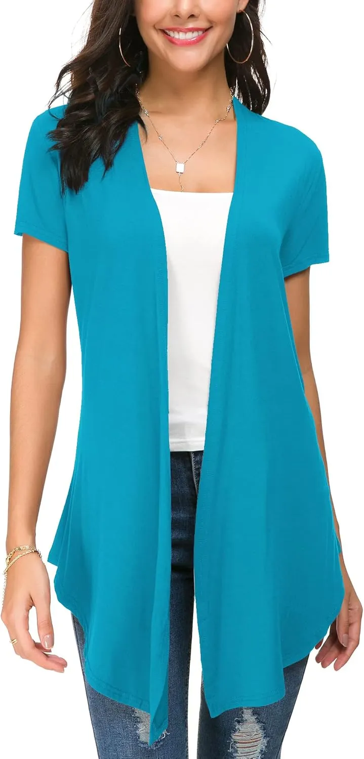 Urban CoCo Womens Open Front Short Sleeve Cardigans for Women Lightweight Summer Drape Cardigan Vest