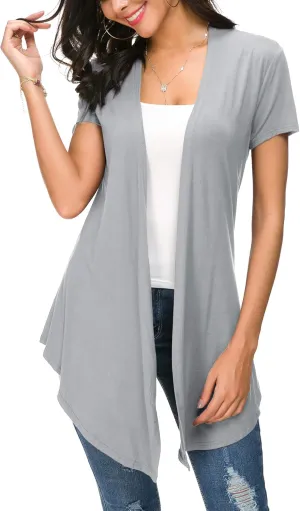 Urban CoCo Womens Open Front Short Sleeve Cardigans for Women Lightweight Summer Drape Cardigan Vest