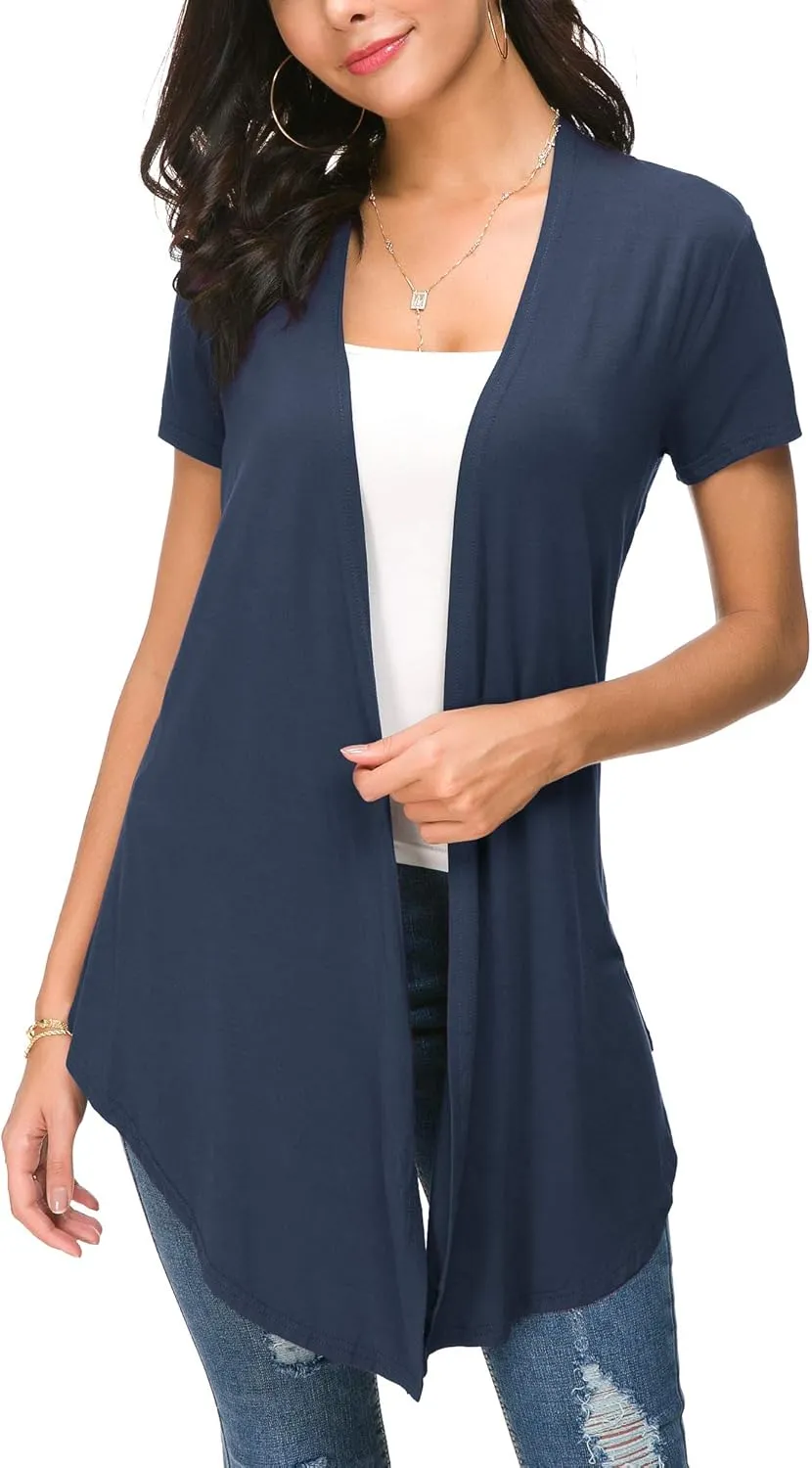 Urban CoCo Womens Open Front Short Sleeve Cardigans for Women Lightweight Summer Drape Cardigan Vest