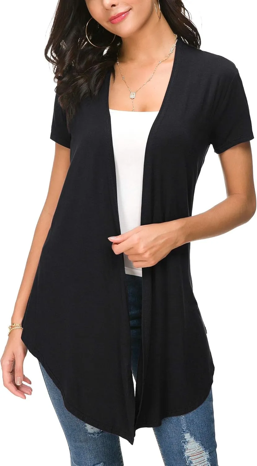 Urban CoCo Womens Open Front Short Sleeve Cardigans for Women Lightweight Summer Drape Cardigan Vest