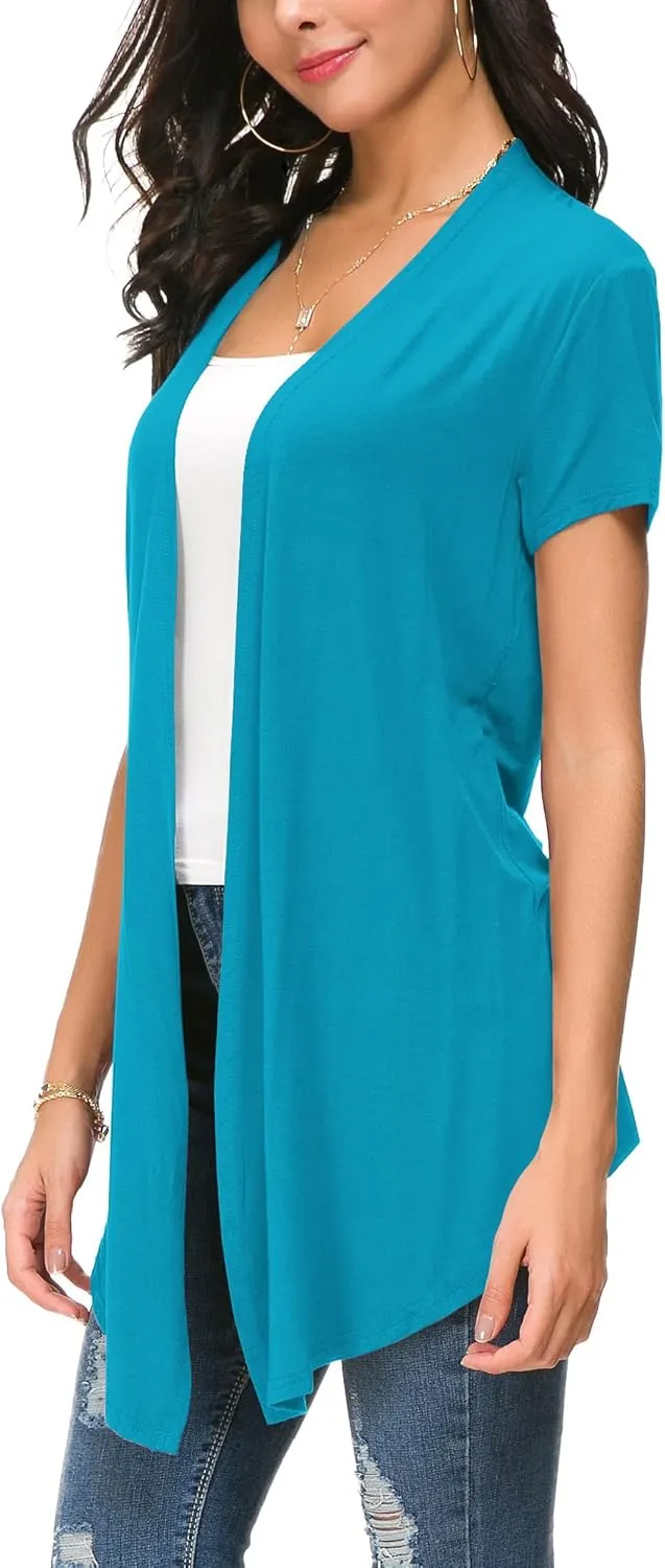 Urban CoCo Womens Open Front Short Sleeve Cardigans for Women Lightweight Summer Drape Cardigan Vest