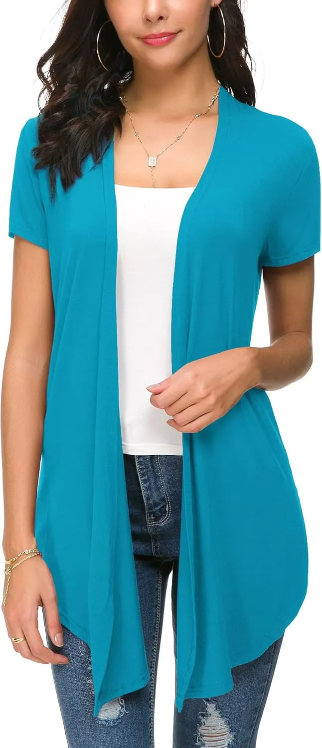 Urban CoCo Womens Open Front Short Sleeve Cardigans for Women Lightweight Summer Drape Cardigan Vest