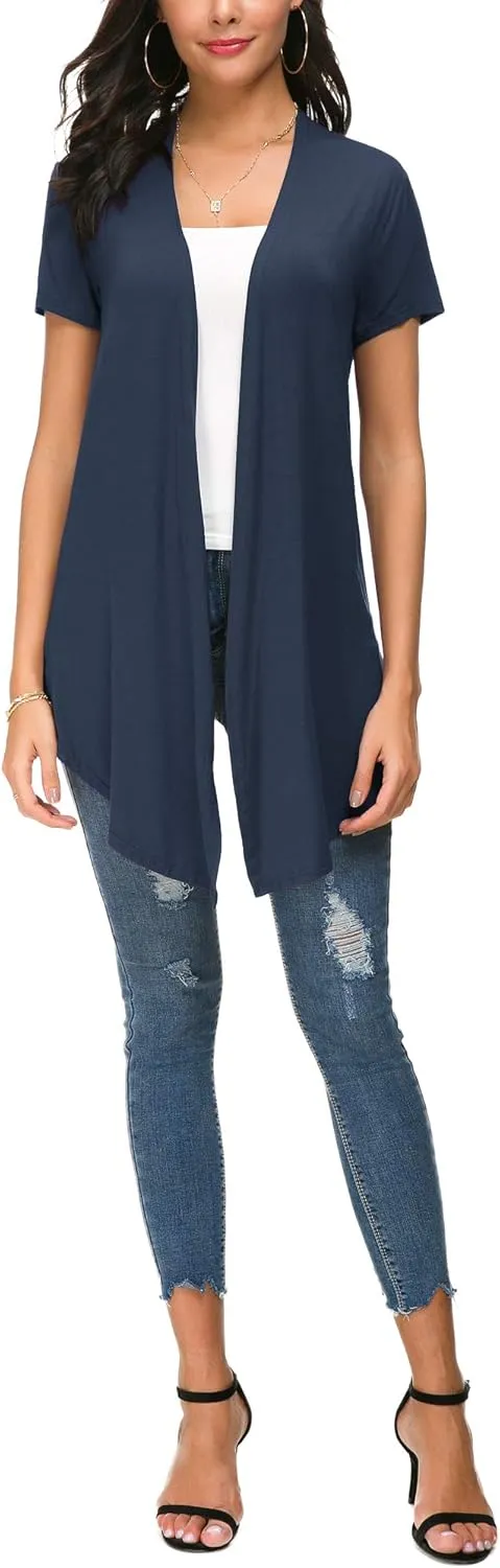 Urban CoCo Womens Open Front Short Sleeve Cardigans for Women Lightweight Summer Drape Cardigan Vest