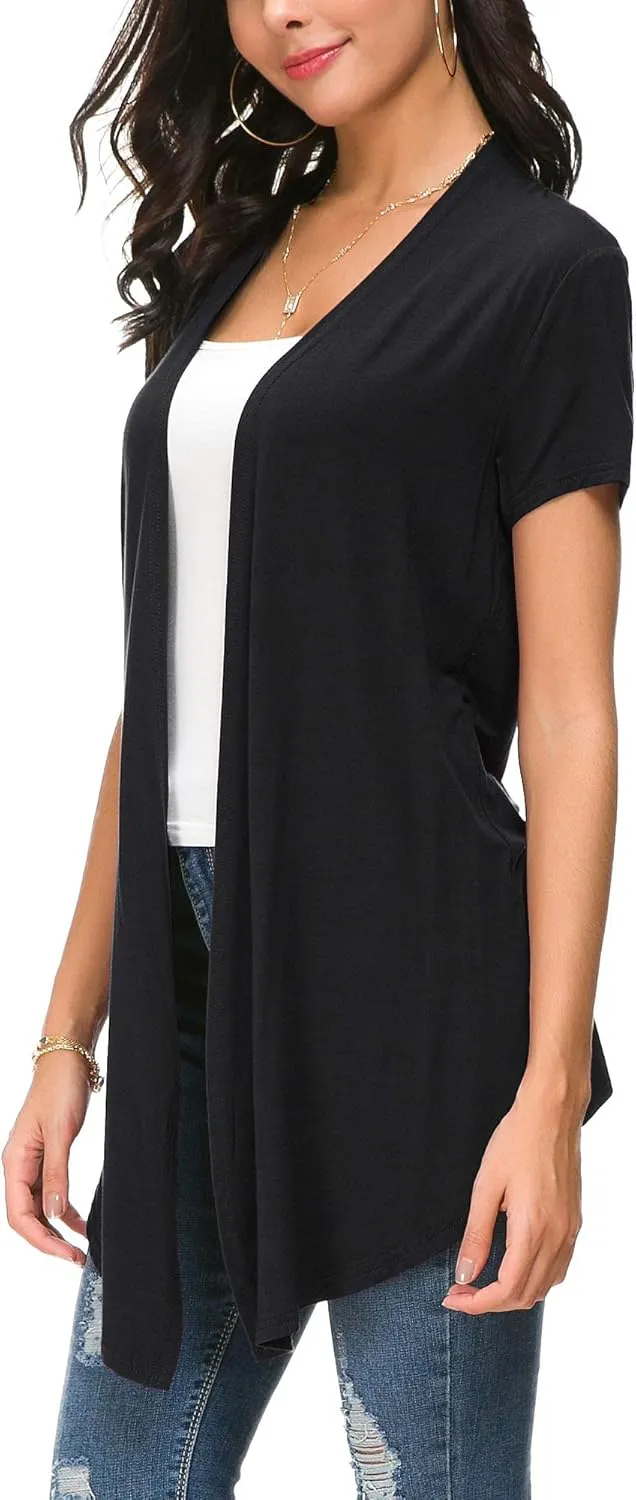 Urban CoCo Womens Open Front Short Sleeve Cardigans for Women Lightweight Summer Drape Cardigan Vest