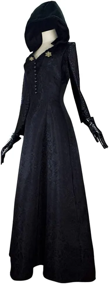 Vampire Moth Lady Daniela Dimitrescu Cosplay Costume Cloak Halloween Deluxe Witch Dress with Necklace