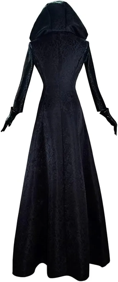 Vampire Moth Lady Daniela Dimitrescu Cosplay Costume Cloak Halloween Deluxe Witch Dress with Necklace