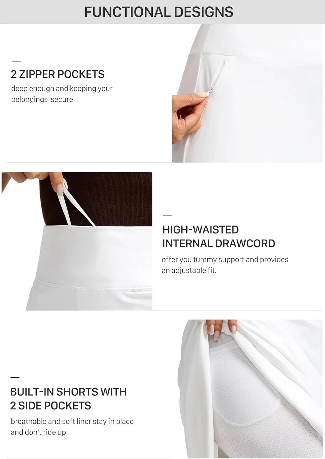Viodia Womens Midi Skirt with 4 Pockets Modest Skorts Skirts with Shorts High Waisted Long Skorts for Women Dressy Casual
