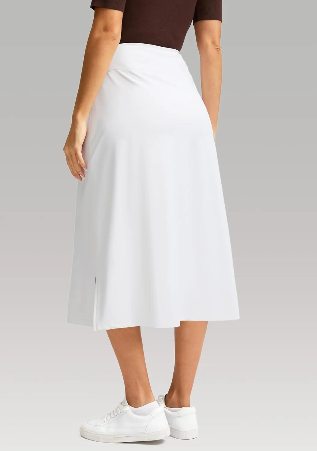 Viodia Womens Midi Skirt with 4 Pockets Modest Skorts Skirts with Shorts High Waisted Long Skorts for Women Dressy Casual