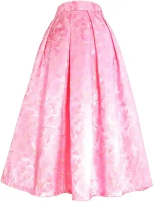 Wjnvfioo Spring Pink High Waist Pleated Puffy Long Midi Skirt
