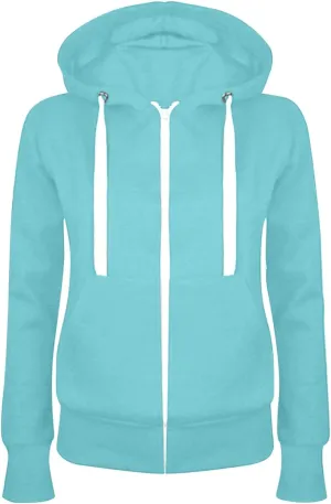 Women Casual Slim Hoodie Zip Fleece Sweatshirts Solid Color Athletic Pullover Tops with Pockets Fall Sweater Coat