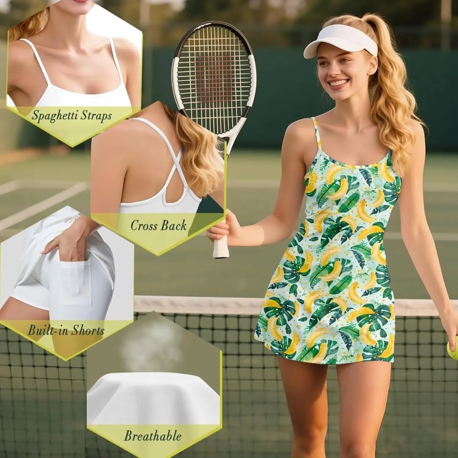 Women Golf Dress with Built-in Short Casual Athletic Tennis Workout Skort Breathable and Soft XS-2XL