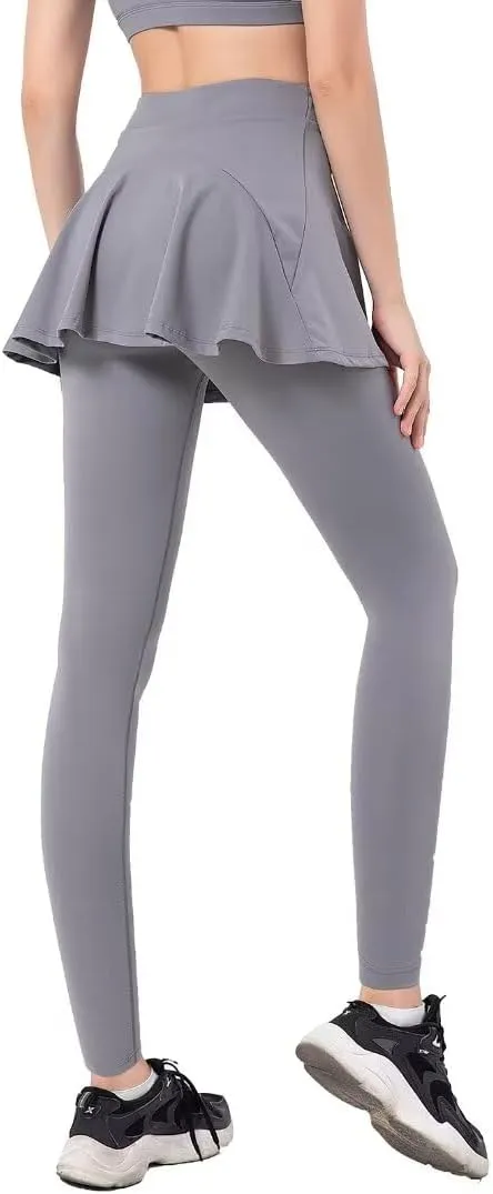 Women Tennis Skirted Leggings with Pockets Athletic Pleated Skirts with Leggings Workout Active Golf Skort