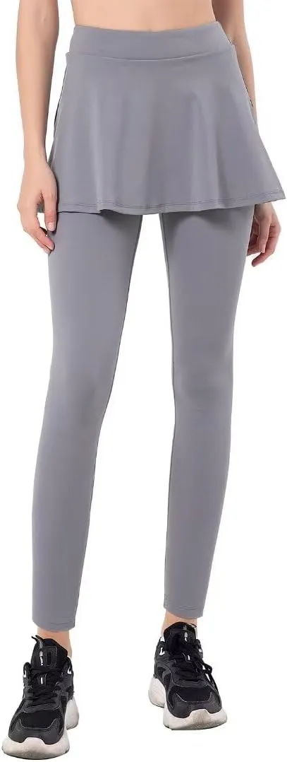 Women Tennis Skirted Leggings with Pockets Athletic Pleated Skirts with Leggings Workout Active Golf Skort