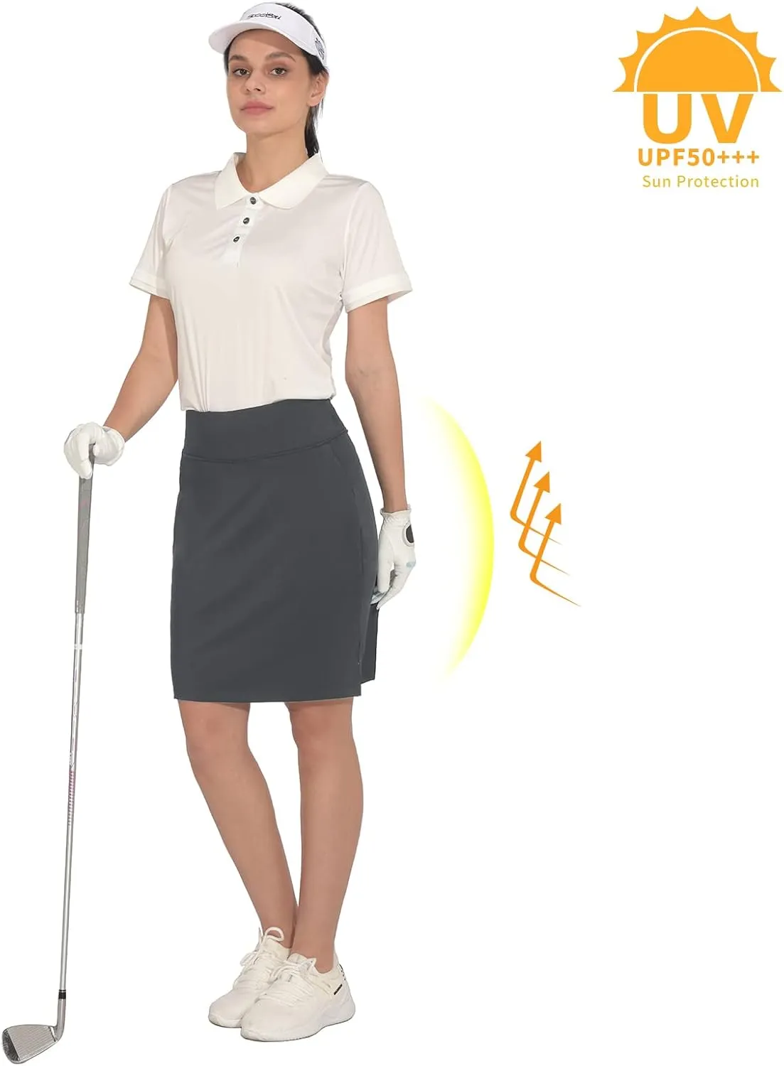 Women's 20" Knee Length Golf Skorts Skirts Casual Athletic Tennis Modest Skirts High Waist with Pockets UPF50 
