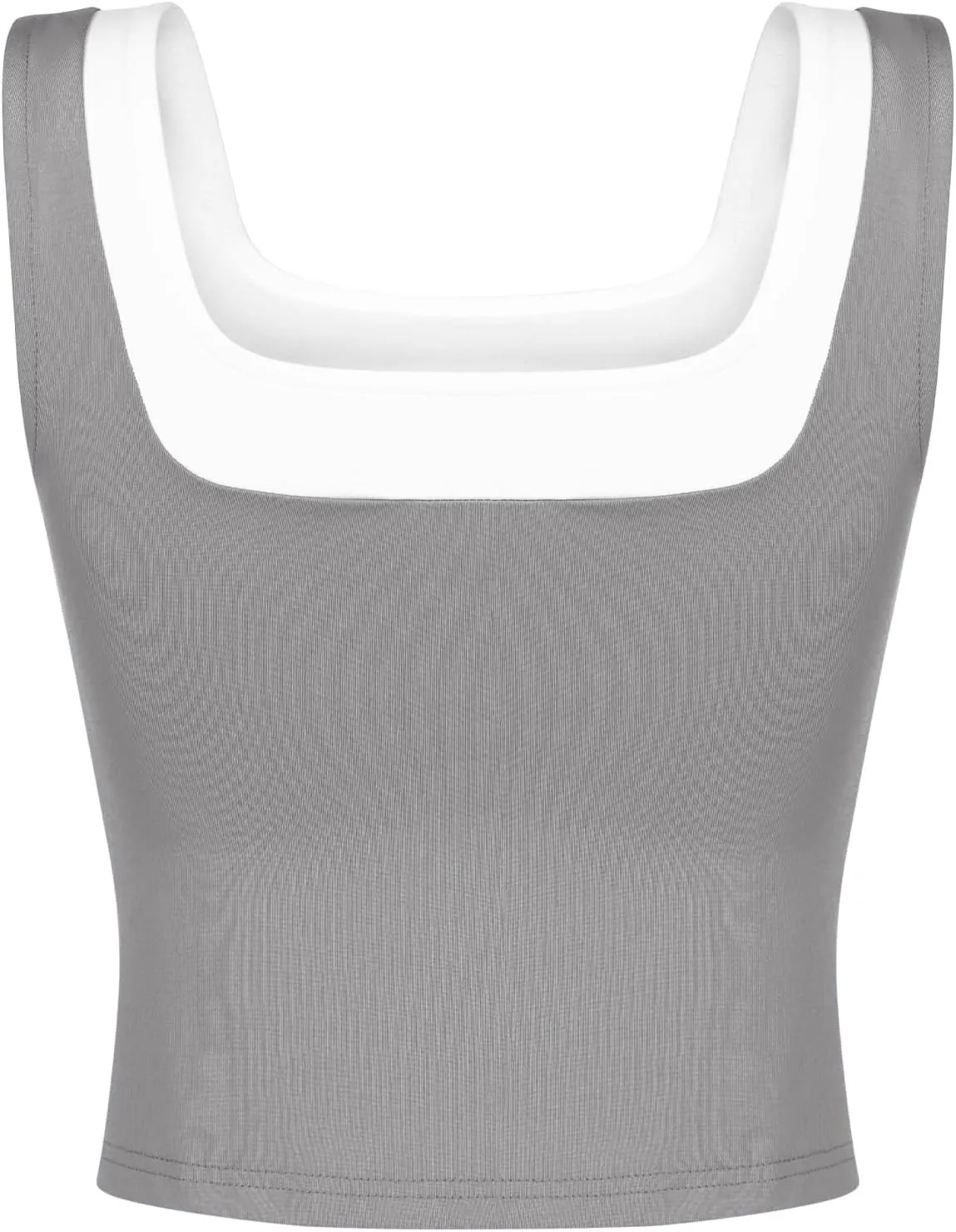 Womens Crop Tank Tops Summer Square Neck Top Slim Fitted Color Block Yoag Shirts
