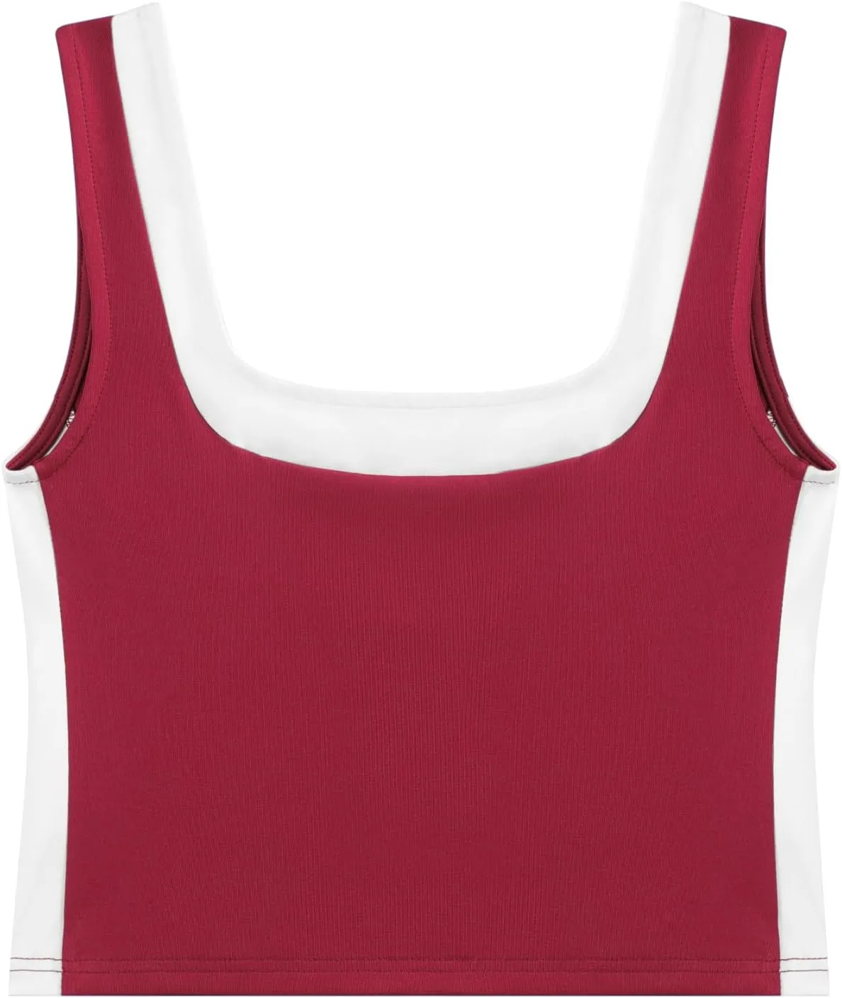 Womens Crop Tank Tops Summer Square Neck Top Slim Fitted Color Block Yoag Shirts