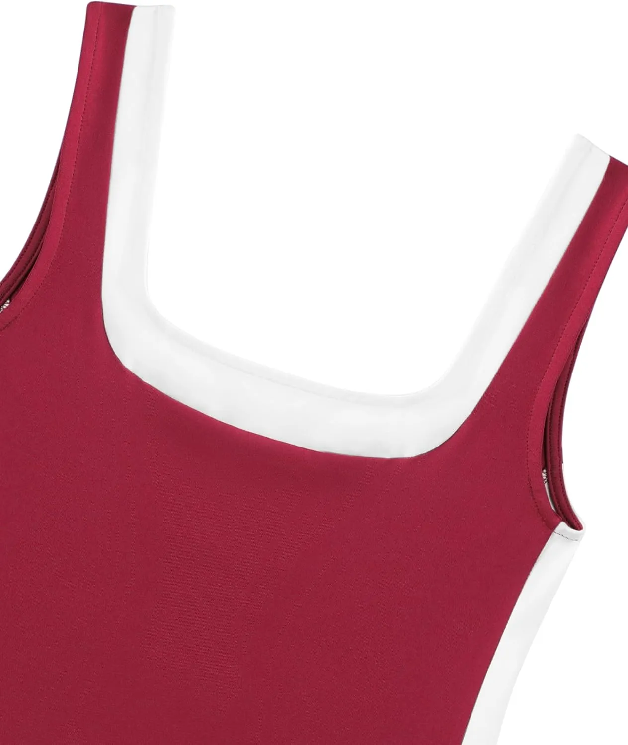 Womens Crop Tank Tops Summer Square Neck Top Slim Fitted Color Block Yoag Shirts