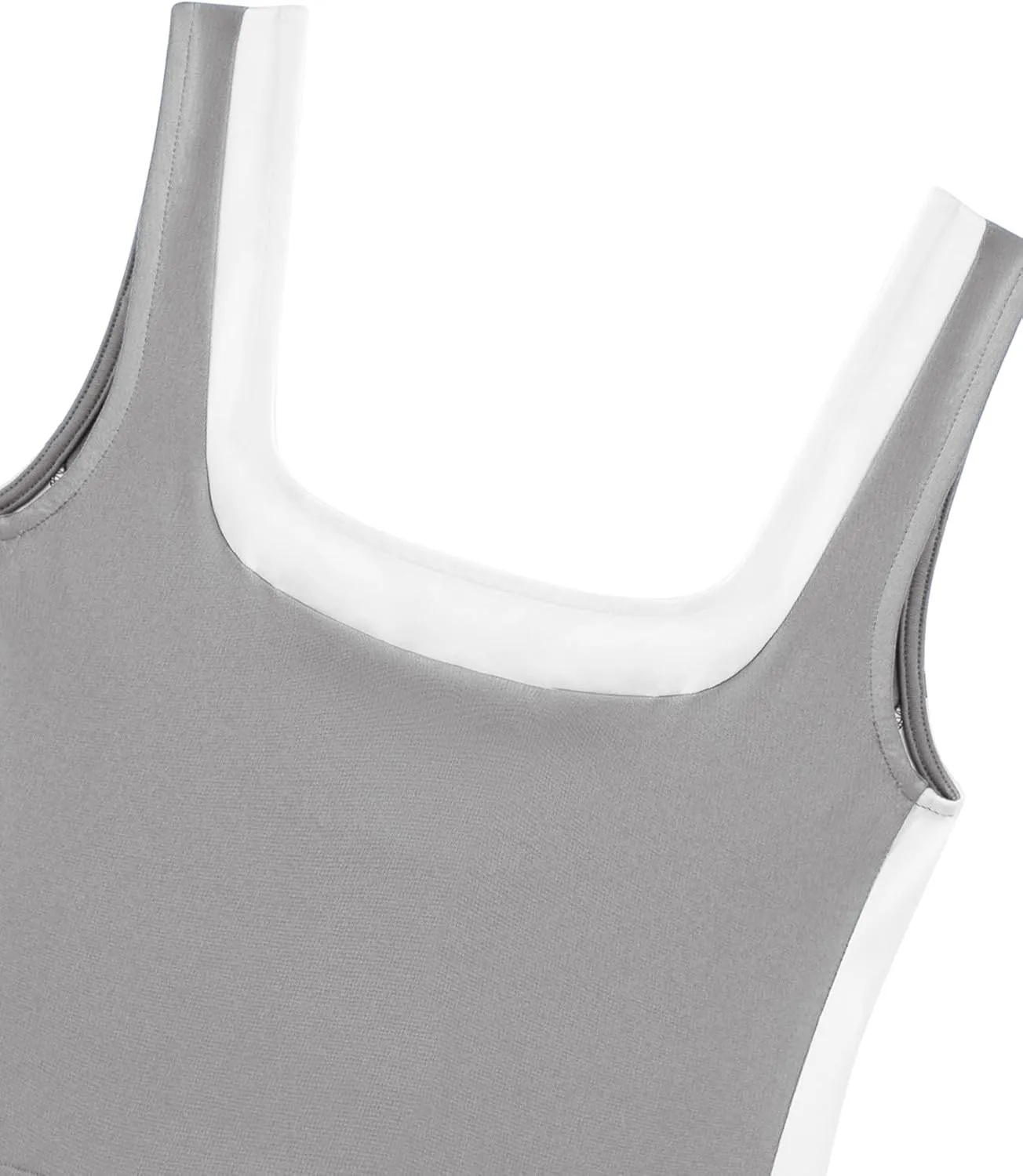 Womens Crop Tank Tops Summer Square Neck Top Slim Fitted Color Block Yoag Shirts