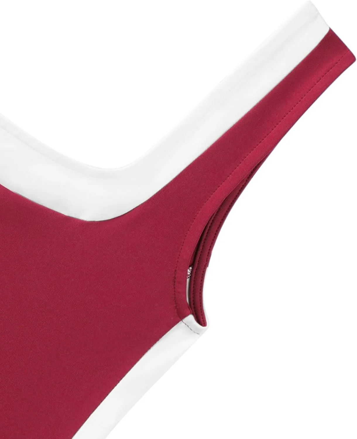 Womens Crop Tank Tops Summer Square Neck Top Slim Fitted Color Block Yoag Shirts
