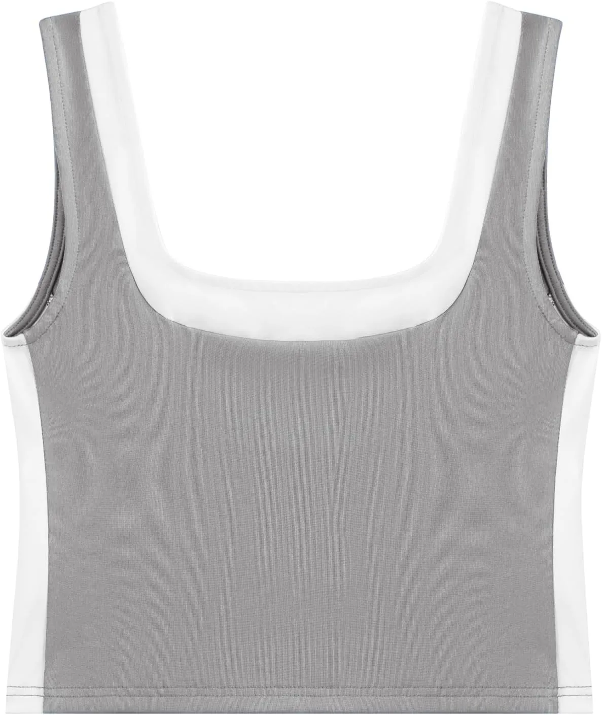 Womens Crop Tank Tops Summer Square Neck Top Slim Fitted Color Block Yoag Shirts