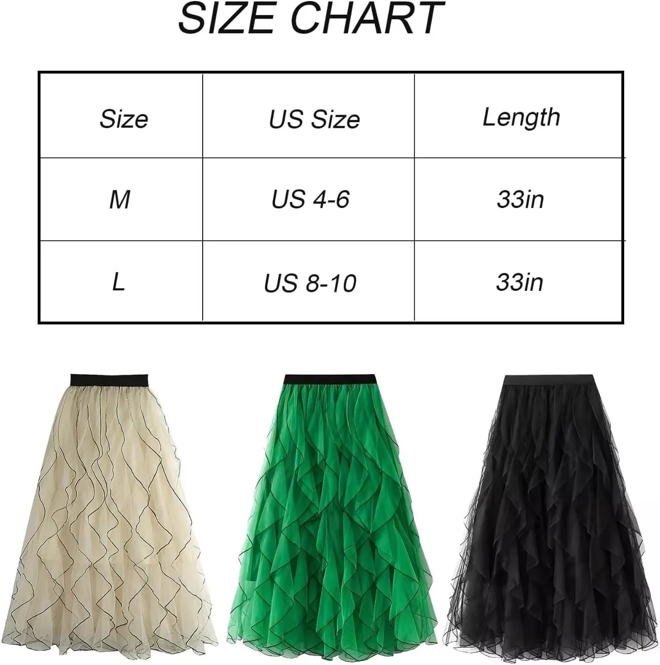 Women's High Waist Tulle Skirt Casual Layered Puffy Pleated Skirt Midi Length A-Line Trendy Tiered Skirt