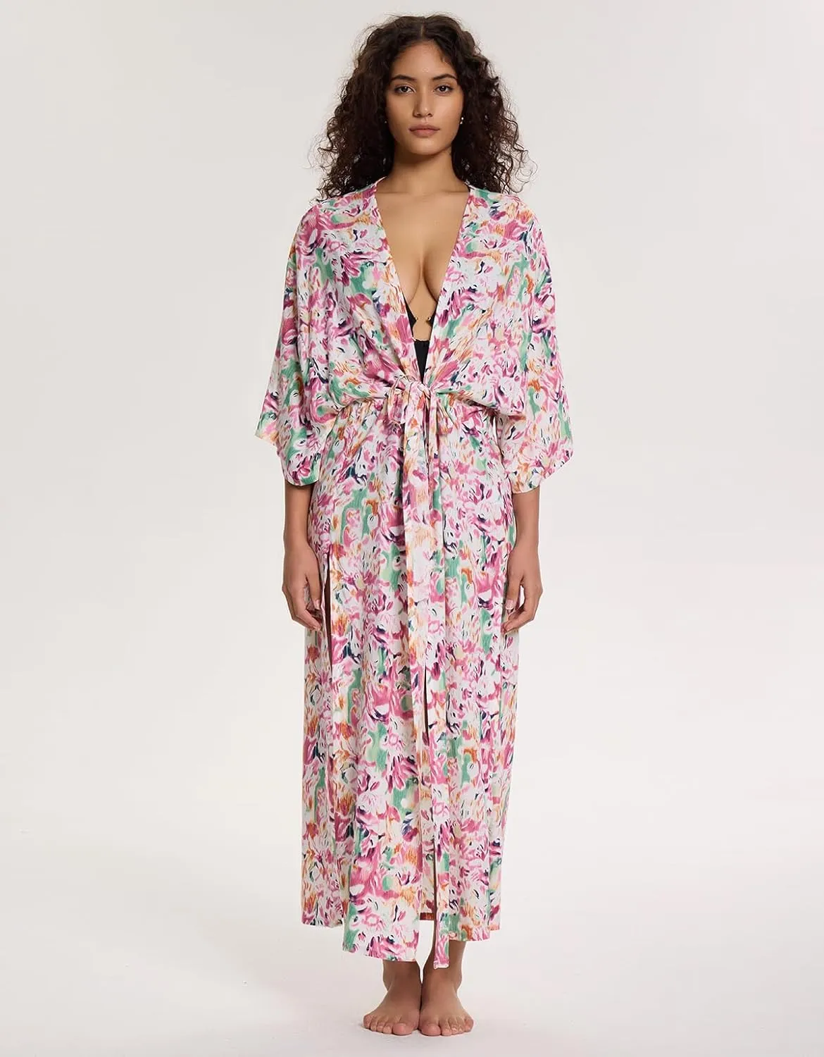 Women's Long Kimono Swimsuit Coverups Open Front Casual Loose Beach Cover Up Cardigans for Swimwear